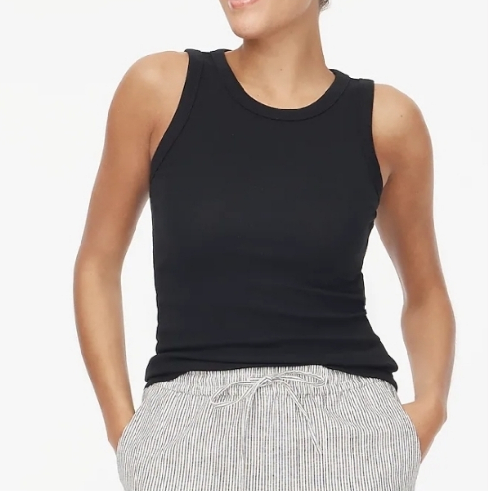 J. Crew Organic Slub Cotton Black Sleeveless Tank Women's Top Size Large